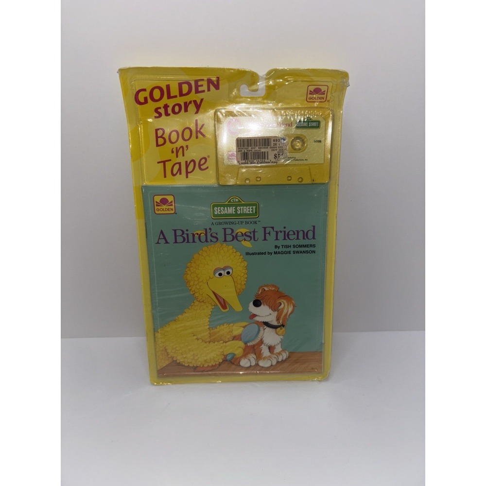 Vintage Sesame Street "A Bird's Best Friend" Golden Book 'n' Tape Set NEW Sealed